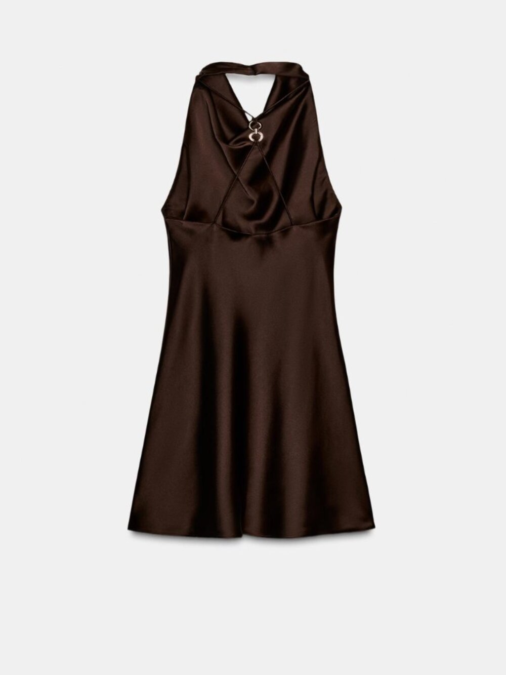 Zara Satin Effect Short Dress in Brown Size XS, S, M and L — brand new with tags - Picture 6 of 12